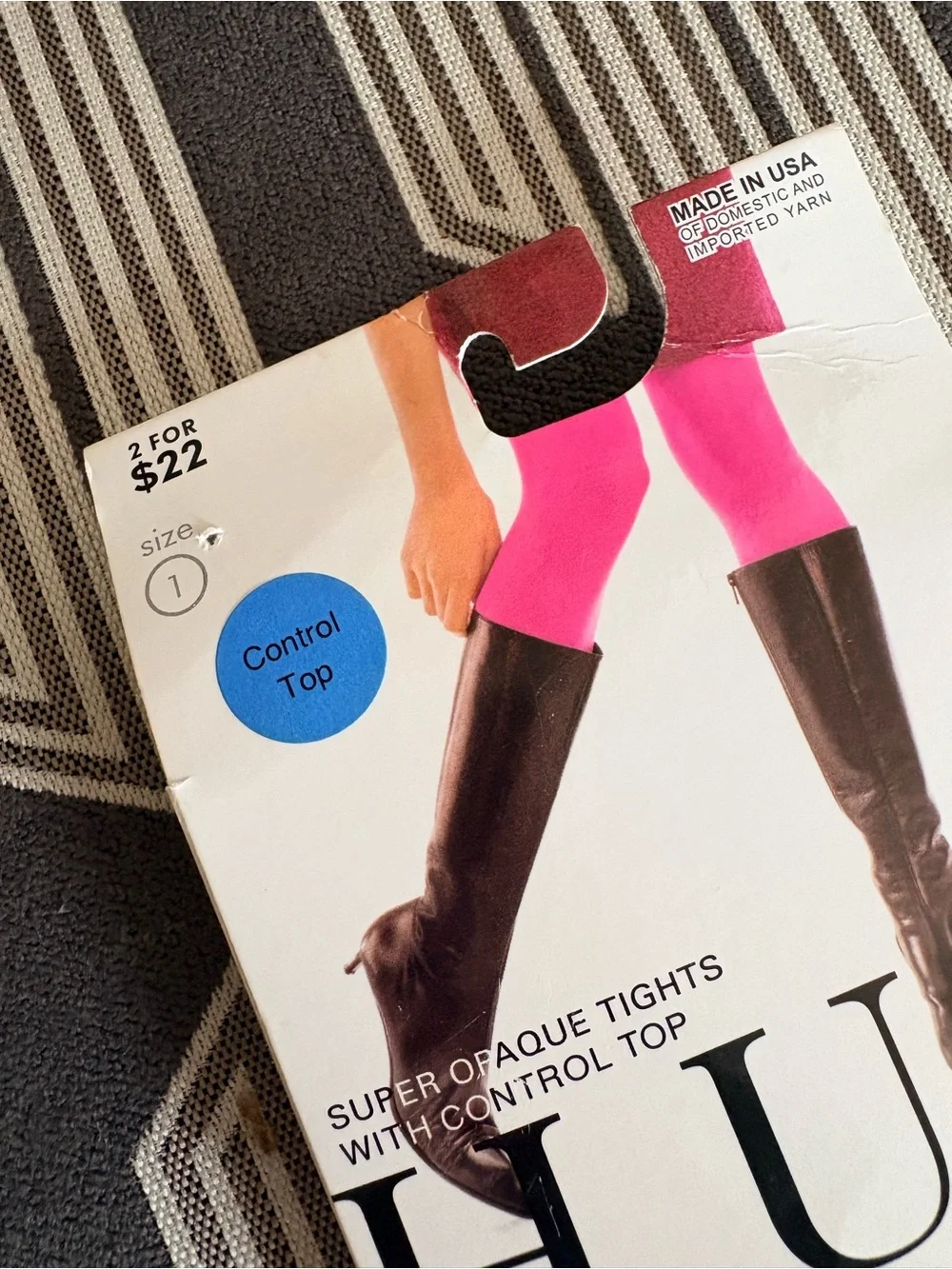 NWT Hue Super Opaque Brown Control Top Tights Size 1